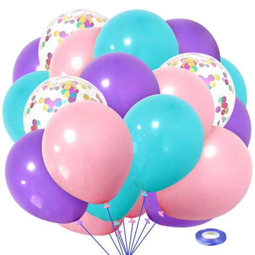 Unicorn Mermaid Balloons with Latex Confetti Balloons, Light Pink Purple Teal Balloons and Ribbons for Birthday Party Decorations Unicorn Mermaid Party(50pcs) Unicorn Mermaid Balloons with Latex Confetti Balloons, Light Pink Purple Teal Balloons and Ribbons for Birthday Party Decorations Unicorn Mermaid Party(50pcs)