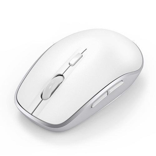 Wireless Bluetooth Mouse, Dual Mode (Bluetooth 4.0 + USB) Portable Optical Mouse with USB Nano Receiver, 3 Adjustable DPI Levels for Windows/iPad/iPhone/Mac OS/Android, White and Silver