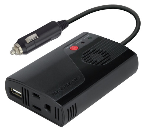 SCOSCHE PI130I Invert 130W Mobile Power Inverter with AC Outlet, USB Port and a 12V Car Adapter with Cable