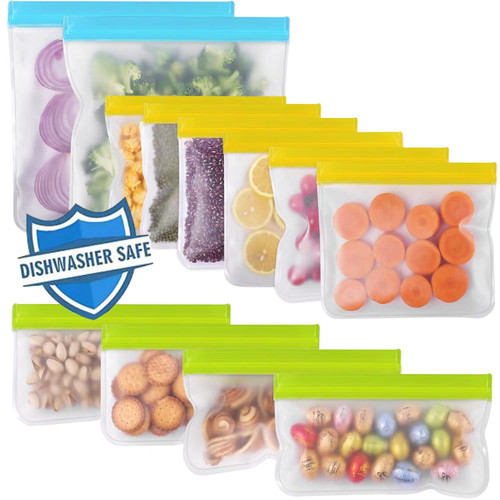 Reusable Ziplock Bags Silicone Dishwasher Safe, 12 Pack BPA FREE Reusable Freezer Bags, Reusable Sandwich Kids Snack Bags, Leakproof Reusable Food Storage Bags for Lunch, 2 Gallon 6 Sandwich 4 Snack Reusable Ziplock Bags Silicone Dishwasher Safe, 12 Pack BPA FREE Reusable Freezer Bags, Reusable Sandwich Kids Snack Bags, Leakproof Reusable Food Storage Bags for Lunch, 2 Gallon 6 Sandwich 4 Snack