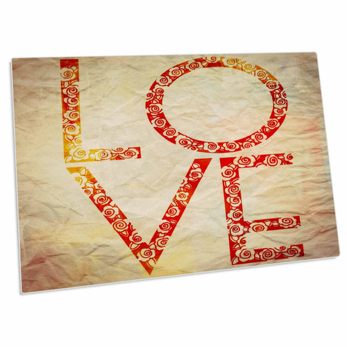3dRose Big Love on Brown Wood Look Background - Desk Pad Place Mats (dpd-245386-1)