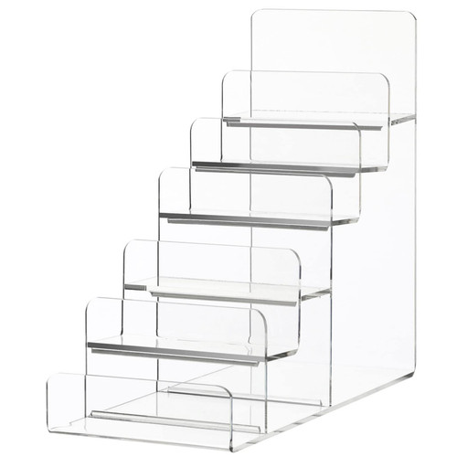 DOITOOL Clear Acrylic Riser Display Shelf 6 Tier, Acrylic Riser Display Stands for Pops Figure, Makeup Organizer, Sunglasses, Wallet, Collection Display