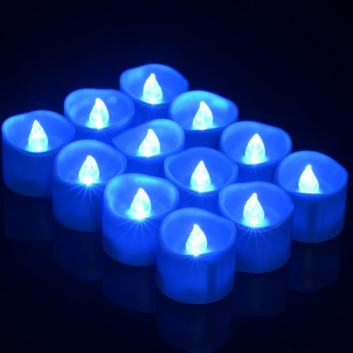 PChero Blue LED Tea Lights Candles with Timer, 12pcs Flameless Flickering Battery Opearted Blue Votive Tealights for Birthday Wedding Party Christmas Valentine Halloween Decor PChero Blue LED Tea Lights Candles with Timer, 12pcs Flameless Flickering Battery Opearted Blue Votive Tealights for Birthday Wedding Party Christmas Valentine Halloween Decor