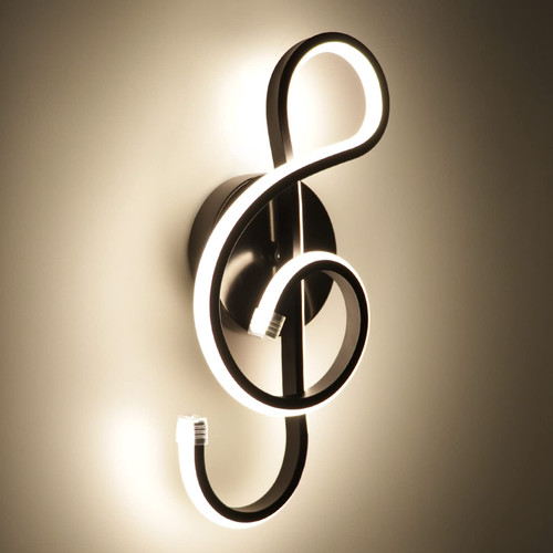 XEYOU 22W Modern Wall Sconce Lighting Indoor LED Creative Wall Light Fixture Music Symbol Art Decoration Wall Lamp for Living Room Bedroom Stair Corridor, Black 4500K
