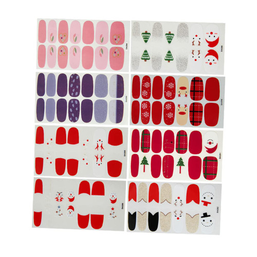 BESTOYARD 8 Sheets Nail Stickers for Nail Art Nail Art Stickers Nail Art Decals Nail Stickers Full Nail Wraps Christmas Nail Stickers Self- Adhesive Nail Accessories for Nail Art Manicure 3D
