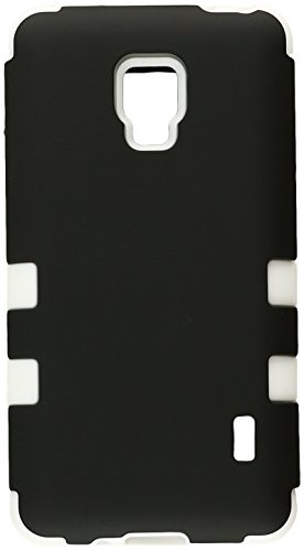 MYBAT Hybrid Phone Protector Cover for LG MS500 Optimus F6/D500 Optimus F6 - Carrying Case - Retail Packaging - Black/Solid White