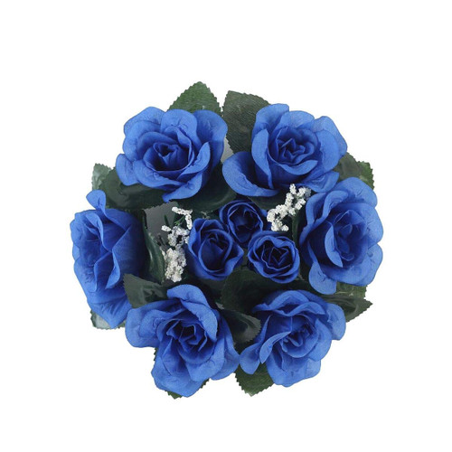BalsaCircle 4 Royal Blue Silk Roses Candle Rings - Artificial Flowers Wedding Party Centerpieces Arrangements Bouquets Supplies