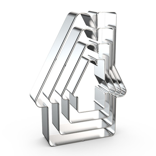 House Cookie Cutter Set for Baking Assorted Sizes Large Small Mini, 5/4/3/2 inch, 4 Piece, Stainless Steel