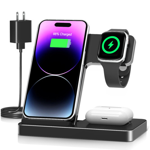 3 in 1 Wireless Charging Station for Apple Charging Station for Multiple Devices, for iPhone 14 Pro Max 13 12 11 Xs Xr X 8 Plus, for Apple Watch Charger Stand 8 7 6 5 4 3 2 Se, for Airpods 3 2 Pro