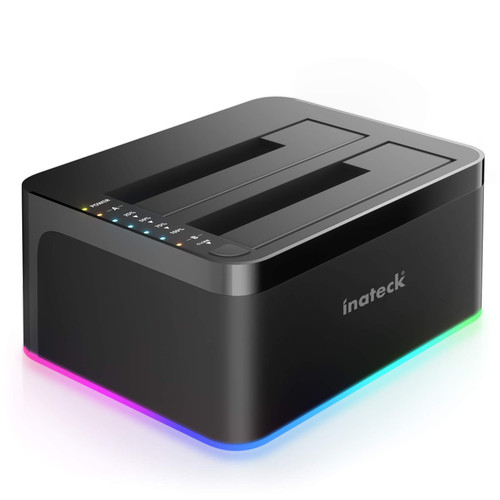 Inateck RGB SATA to USB 3.0 Hard Drive Docking Station with Offline Clone, for 2.5 and 3.5 Inch HDDs and SSDs, UASP Supported, Black SA02003