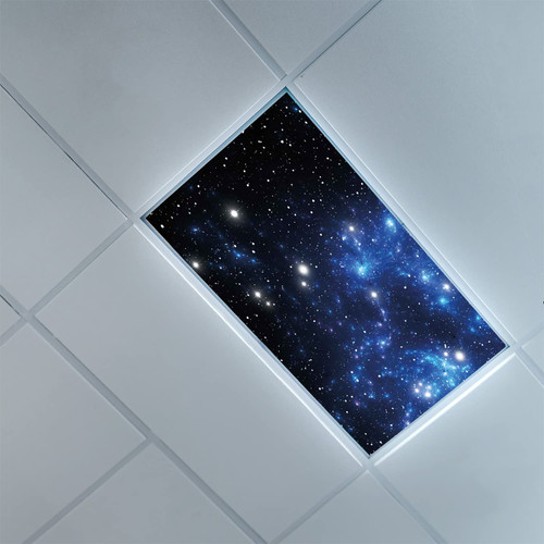 Fluorescent Light Covers for Ceiling Light Diffuser Panels-Constellation Pattern-Fluorescent Light Covers for Classroom Office-2ft x 4ft Drop Ceiling Fluorescent Decorative,White Black Blue