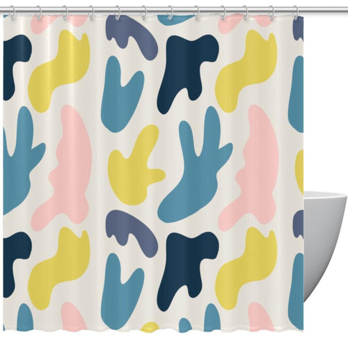 VAPOKF Shower Curtain for Bathroom Decor, Seamless Colored Pattern Waterproof Polyester Fabric Bath Curtain Set with 12 Hooks - 66x72 Inches
