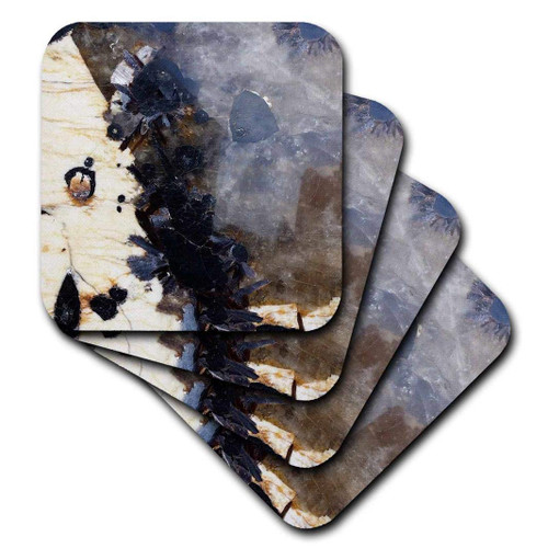 3D Rose Image of Beautiful Black and Gray Blue Ivory Granite Ceramic Tile Coasters