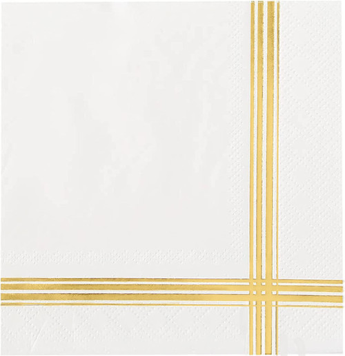 100 White Gold Napkins 3-ply Cocktail Napkins Foiled 5 x 5 Inches Napkins Gold Foil Trim Stripe Disposable Bar Napkins, Party Paper Dessert Napkins for Wedding Baby Shower Brithday Graduation 2023 100 White Gold Napkins 3-ply Cocktail Napkins Foiled 5 x 5 Inches Napkins Gold Foil Trim Stripe Disposable Bar Napkins, Party Paper Dessert Napkins for Wedding Baby Shower Brithday Graduation 2023