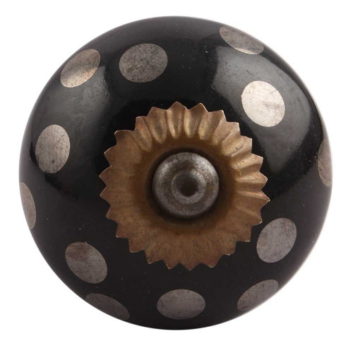 Indian Shelf 8 Pieces Unique Drawer Pulls and Knobs | Dot Cabinet Drawer Pulls | Black Western Knobs | Ceramic Single Cabinet Knobs | Western Drawer Knobs | Dresser Knobs Farmhouse Style