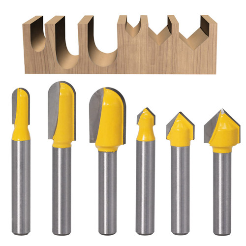 CHCYWJGJ 6PCS 1/4 Shank Carbide Rounf Nose Bit 90 Degree V-Groove Bit Suit 3D CNC Signmaking Lettering Engraving Router planing Head Wood Cutter Woodworking Tools Carving Cutting Tool