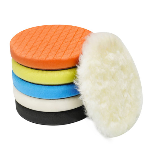 Autolock 3" Buffing Polishing Pads, 6Pcs 3.5 Inch 85mm Face for 3 Inch Backing Plate, Compound Buffing Sponge and Woolen Pads, Cutting Polishing Pad Kit for Car Buffer Compounding, Polish and Wax