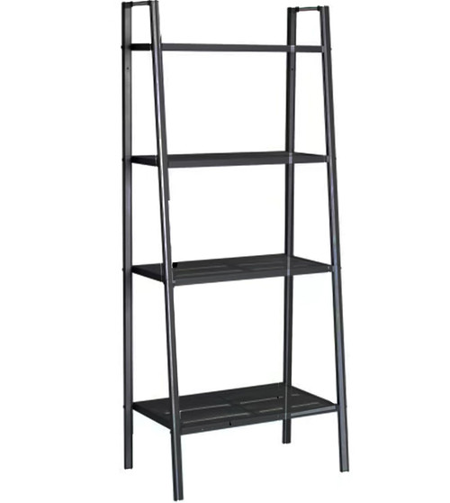 Bathroom Ladder Shelf Bookcase Ladder Bookshelf Display Industrial Shelf Shelving Units and Storage Rack Tall Standing Shelves (Black, 4 Tier)