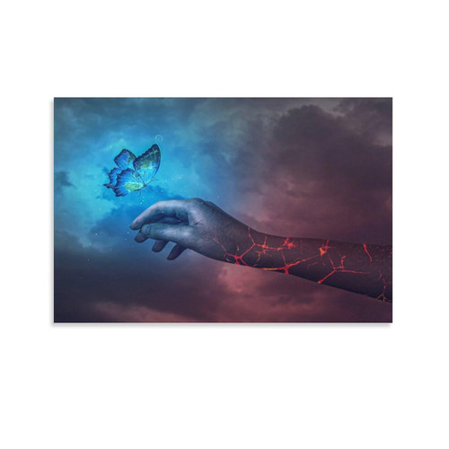 MLXFCGA Surreal Poster with Blue Butterfly Arms Wall Art Paintings Canvas Wall Decor Home Decor Living Room Decor Aesthetic 20x30inch(50x75cm) Unframe-Style MLXFCGA Surreal Poster with Blue Butterfly Arms Wall Art Paintings Canvas Wall Decor Home Decor Living Room Decor Aesthetic 20x30inch(50x75cm) Unframe-Style