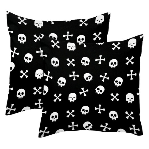 Decorative Square Throw Pillow Covers Set of 2 Halloween Skull Pillow Case for Home Office Car, 18 x 18 inches