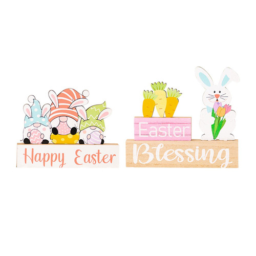 shamjina Easter Table Decorations Spring Wooden Centerpieces Signs Easter Bunny Decor Easter Tabletop Ornament for Home Holiday Party Favor