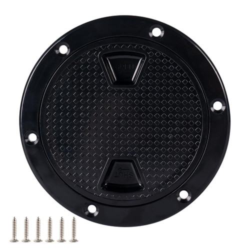 Xztrdi 4" Black Round Inspection ABS Deck Plate Hatch Coer with Detachable Cover and Pre-drilled Holes for Kayak Marine Boat Yacht Outdoor