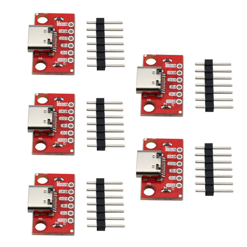 Ruiwaer 5Sets USB Type C Breakout Serial Basic Breakout Female Connector 16P PCB Converter Board Type PCB Converter Board, Red