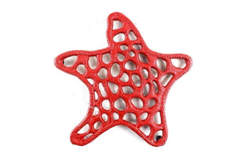 Rustic Red Cast Iron Starfish Trivet 7 Inch - Starfish Decoration - Sea Decor