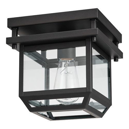 Globe Electric 44779 Sorrell 1-Light Outdoor Flush Mount Ceiling Light, Bronze, Clear Glass Shade,Brown