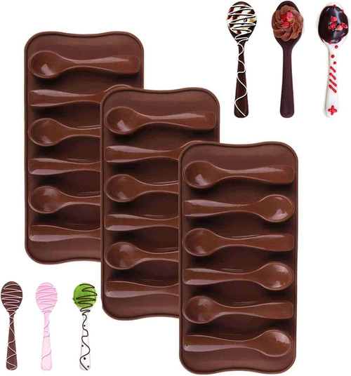 Spoon Shaped Chocolate Silicone Mold 3PCS-6 Cavity Hot Chocolate Spoon Molds for Hot Cocoa & Coffee Butterscotch Handmade Chocolate Stirring Spoons by Vencilazy