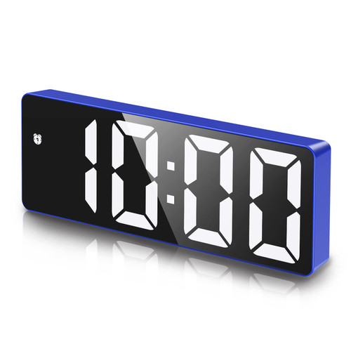 AMIR Digital Alarm Clock, LED Clock for Bedroom, Electronic Desktop Clock with Temperature Display, Adjustable Brightness, Voice Control, 12/24H Display, Small Clock for Home, Bedroom, Office