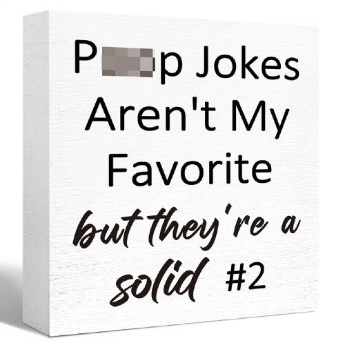 Funny Bathroom Wood Sign Poop Jokes aren't My Favorite Wood Block Sign for Bathroom Shelf Toilet Restroom Home Tabletop Desk Decor,Farmhouse Bathroom Wooden Box Sign