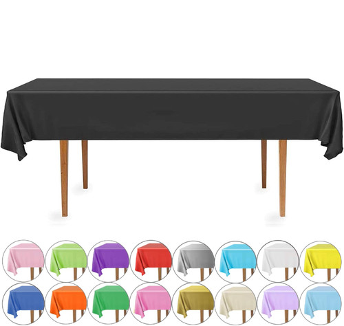 DecorRack 6 Pack Rectangular Tablecloths -BPA- Free Plastic, 54 x 108 inch, Dining Table Cover Cloth, White (6 Pack)