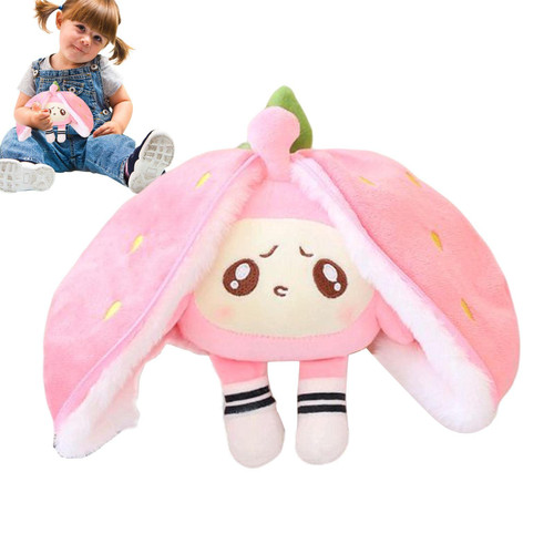 Qmisify Seek Bunny Plush Toy, Reversible Floppy Ear Bunny Plushie, Hide and Seek Bunnies, Rabbit Pillow Plushie for Birthday Gift for Kids