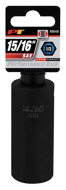 Performance Tool M848 1/2 Drive Impact Socket, 15/16