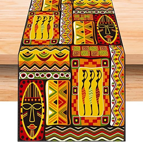 Jiudungs Linen African Totems Table Runner 108 Inches Long African American Kwanzaa Black History Month Juneteenth Decorations and Supplies for Home Kitchen Dining Room Table Jiudungs Linen African Totems Table Runner 108 Inches Long African American Kwanzaa Black History Month Juneteenth Decorations and Supplies for Home Kitchen Dining Room Table