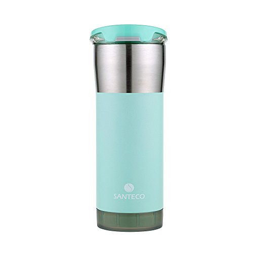 SANTECO BPA-Free Coffee Mug with Unsealed Lid,Double Walled Vacuum Insulated Stainless Steel Tumbler,20oz,Mint