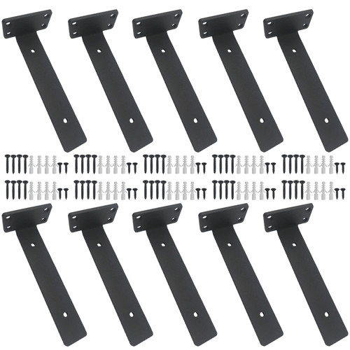 10Pcs Floating Shelf Bracket 10 inch Hidden Wall Shelf Brackets Heavy Duty Shelf Support with Screws