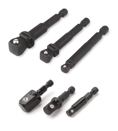 Titan 12001 6-Piece Stubby Wobble and Straight Impact Socket Adapter Set, Black