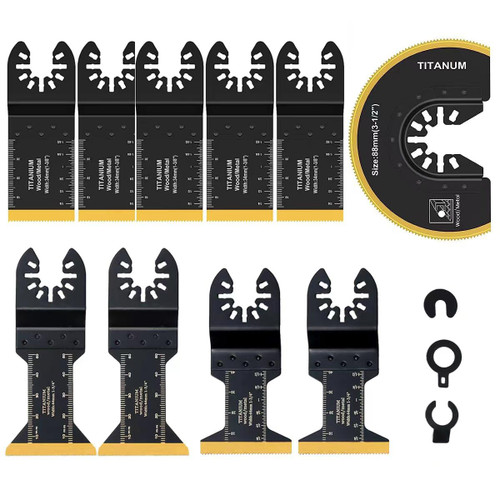 10PCS Titanium Oscillating Multitool Blades,Oscillating Saw Blades,Universal Multitool Blades for Metal Nails Hard Material and Wood Plastic fit Dewalt Rockwell Milwaukee Makita Bosch