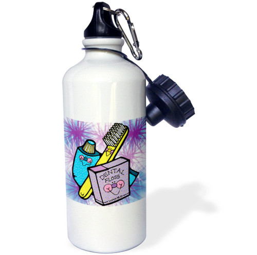 3dRose Cute Country Style Dental Tools-Sports Water Bottle, 21oz , Multicolored