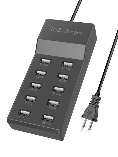 USB Charging Station 10-Port USB Charging Hub Family-Sized Smart Multi USB Charger Ports for Multiple Devices Tablet Laptop