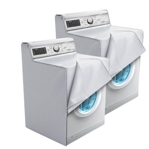 Covolo Washing Machine Covers washer Covers Fit Most Top Load or Front Load Washers/Dryers Waterproof Dustproof Protect Cover swith see-through window Coated 2-Pack 28"W x 27"D x 42"H,Silver