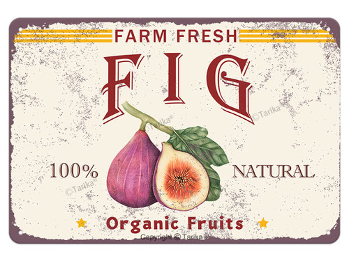 Farm Fresh Fig 100% Nature Organic Fruit Iron Poster Painting Tin Sign Vintage Wall Decor for Cafe Bar Pub Home Beer Decoration Crafts