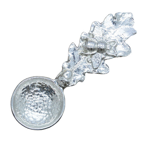 Fine Pewter Honey Bee On Oak Leaf Sugar Spoon, Handcast by William Sturt Fine Pewter Honey Bee On Oak Leaf Sugar Spoon, Handcast by William Sturt