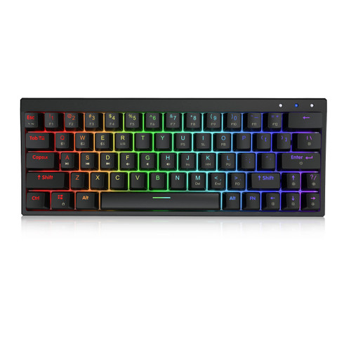Ractous RTK63B 60% Wireless Mechanical Gaming Keyboard,RGB Blacklit PBT keycaps Type-C 63keys Bluetooth5.1/Wireless/Wried Gaming Keyboard for PC/Mac Gamers,Hot-Swap Optical Brown Switch-Black