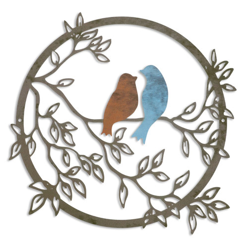 Ferraycle Metal Wall Art Bird on Tree Branch Metal Bird Wall Silhouette Bird Wall Art Decor for Living Room Garden Bedroom Office Home Wall Housewarming Party Decor (Vivid Color)