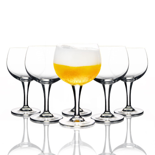 FAWLES Stemmed Beer Glasses Set of 6 - Crystal Balloon Gin & Tonic Glasses, 23 oz Large Cocktail Glasses, Water Goblet
