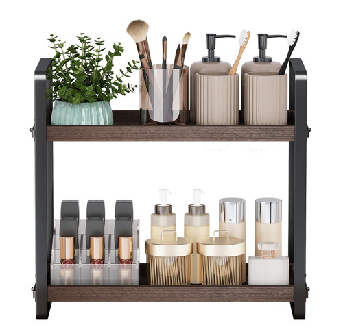 HNRLOY Bathroom countertop Tray, countertop Organizer for Bathroom Counter,Counter Stand Cosmetic Tray, Countertop Storage Shelf,Cosmetic Organizer Holder,Basket Storage Counter Shelf (2 Tier)