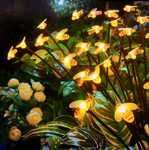 WEEKSUN 4 Pack 10LED Solar Garden Bee Lights, Solar Firefly Lights, Swaying LED Solar Decorative Lights Stick, Garden Lights Solar Powered Waterproof for Garden Shrub Lawn Patio Decoration?Bee? WEEKSUN 4 Pack 10LED Solar Garden Bee Lights, Solar Firefly Lights, Swaying LED Solar Decorative Lights Stick, Garden Lights Solar Powered Waterproof for Garden Shrub Lawn Patio Decoration?Bee?